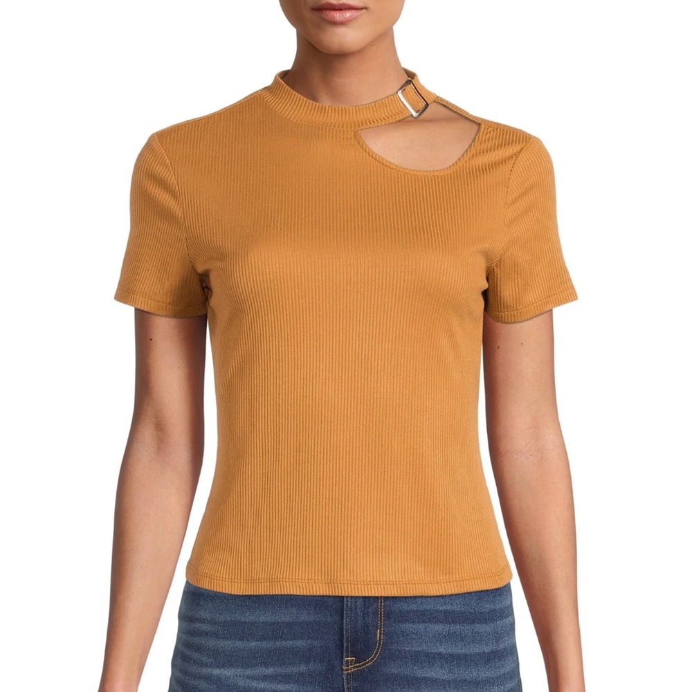 Brown cut out tee